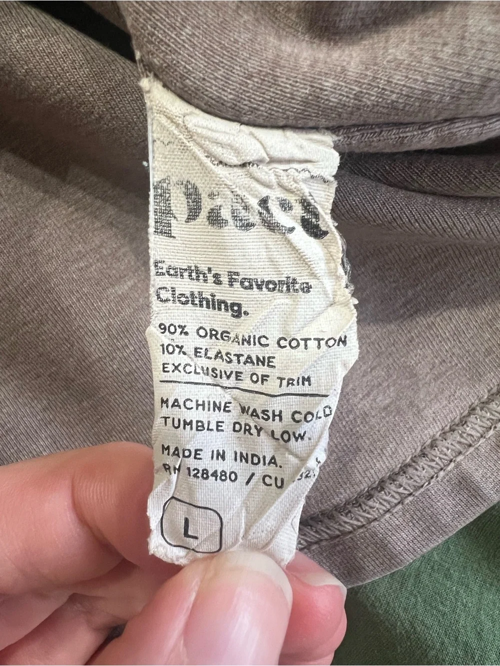 ‼️EUC: Pact Organic Taupe Racerback Bra Top - L